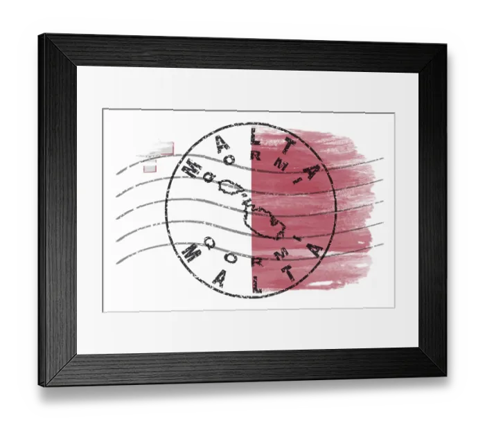 Framed Print : Malta Qormi Round Seal Map Design
