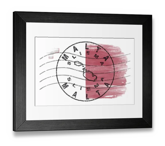 Framed Print : Malta Sliema Round Seal Map Design