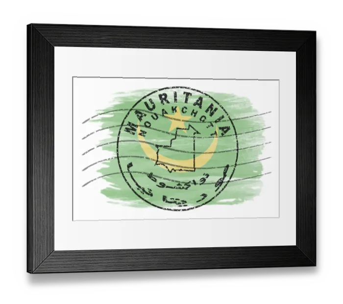 Framed Print : Mauritania Nouakchott Round Seal Map Design Framed Print : Mauritania Nouakchott Round Seal Map Design