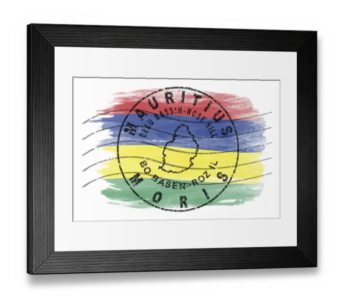 Framed Print : Mauritius Beau Bassin Rose Hill Round Seal Map Design Framed Print : Mauritius Beau Bassin Rose Hill Round Seal Map Design