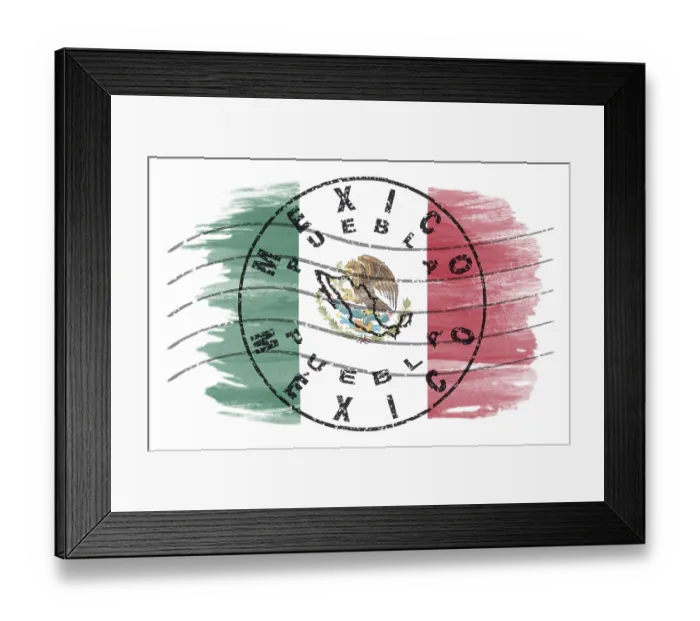 Framed Print : Mexico Puebla Round Seal Map Design