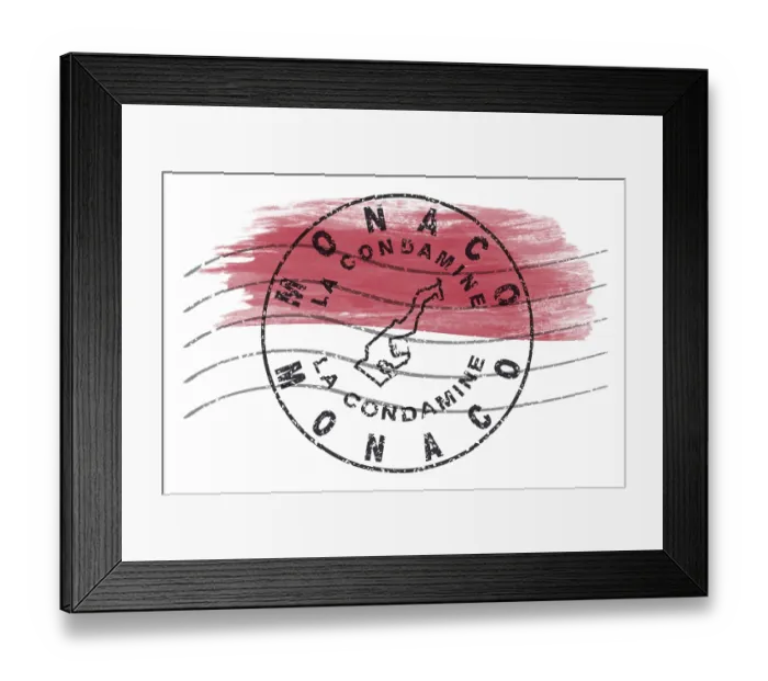 Framed Print : Monaco La Condamine Round Seal Map Design Framed Print : Monaco La Condamine Round Seal Map Design