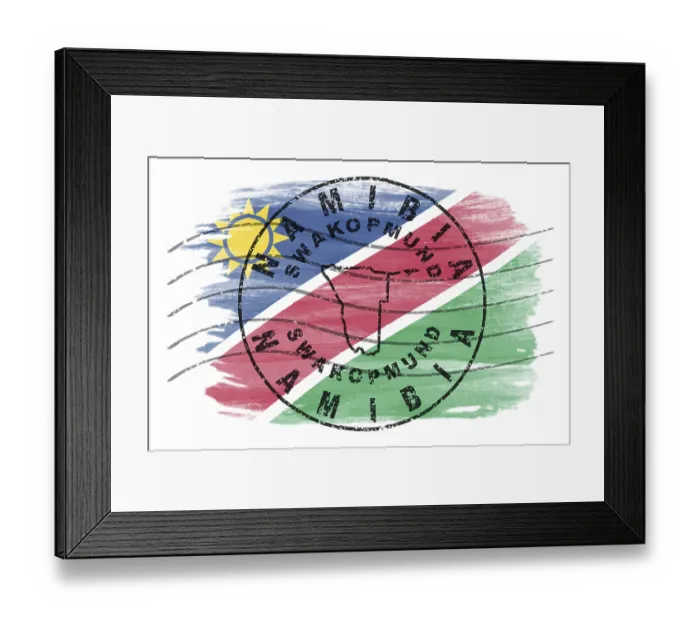 Framed Print : Namibia Swakopmund Round Seal Map Design