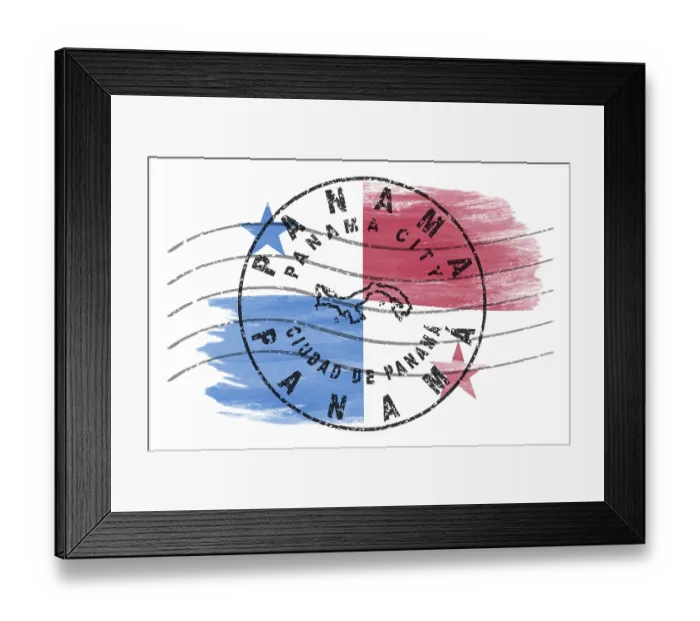 Framed Print : Panama Panama City Round Seal Map Design