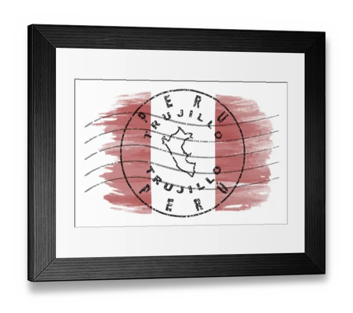 Framed Print : Peru Trujillo Round Seal Map Design Framed Print : Peru Trujillo Round Seal Map Design