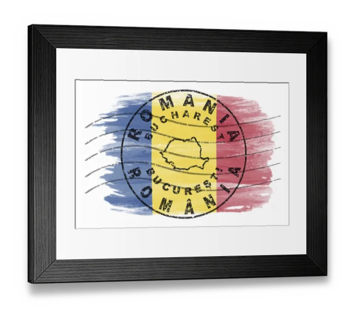 Framed Print : Romania Bucharest Round Seal Map Design Framed Print : Romania Bucharest Round Seal Map Design