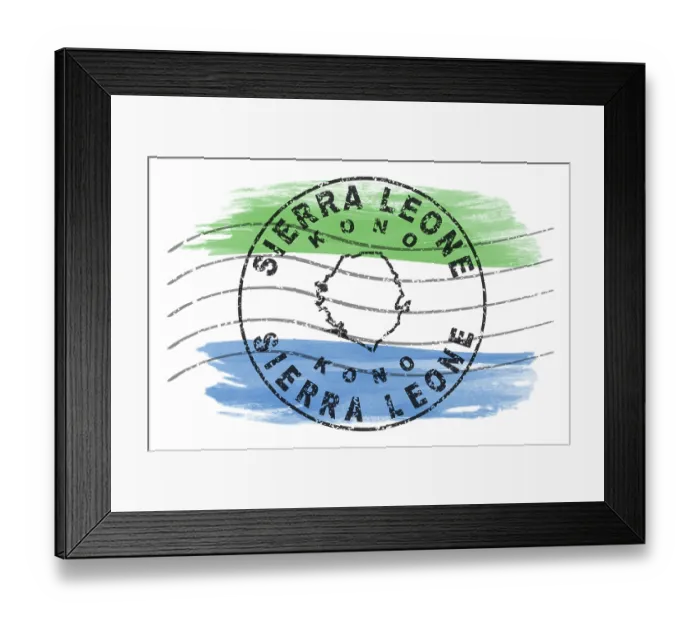 Framed Print : Sierra Leone Kono Round Seal Map Design