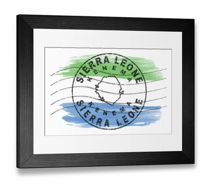 Framed Print : Sierra Leone Kenema Round Seal Map Design