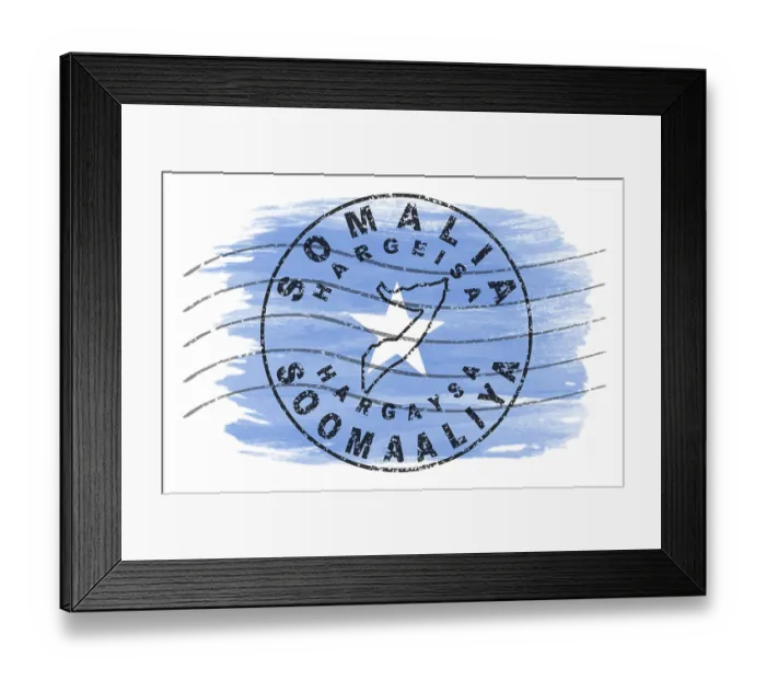 Framed Print : Somalia Hargeisa Round Seal Map Design