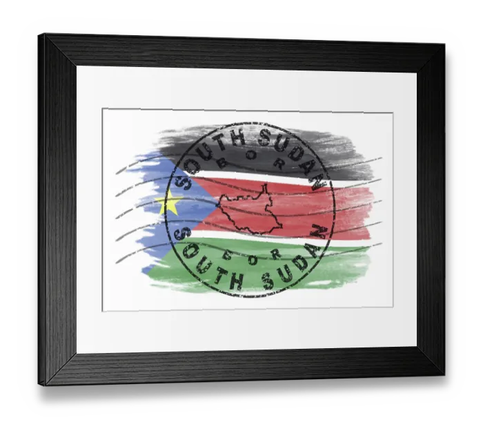 Framed Print : South Sudan Bor Round Seal Map Design Framed Print : South Sudan Bor Round Seal Map Design