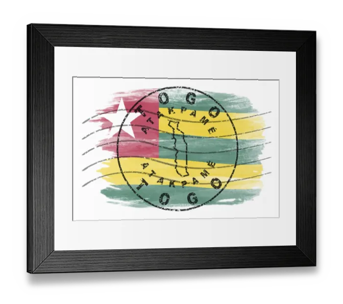 Framed Print : Togo Atakpame Round Seal Map Design