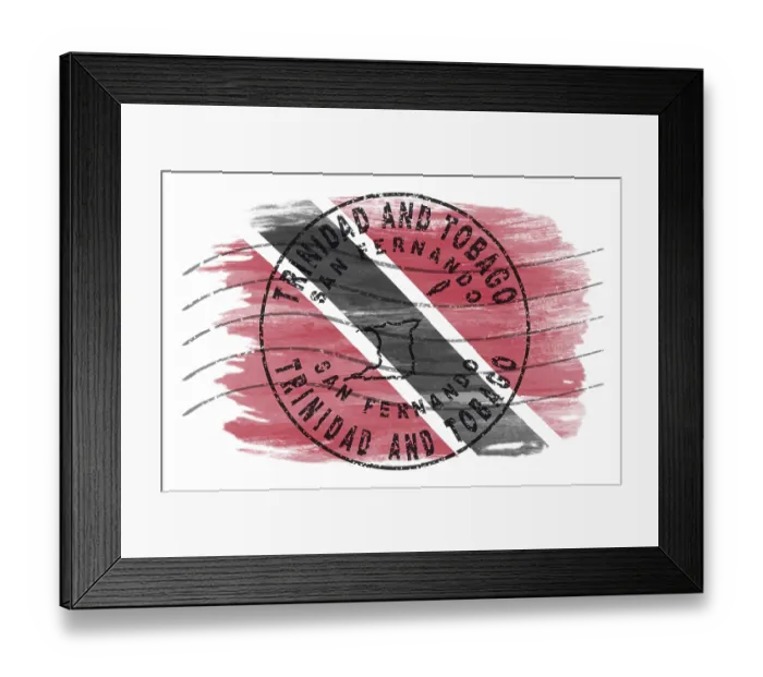 Framed Print : Trinidad and Tobago San Fernando Round Seal Map Design Framed Print : Trinidad and Tobago San Fernando Round Seal Map Design