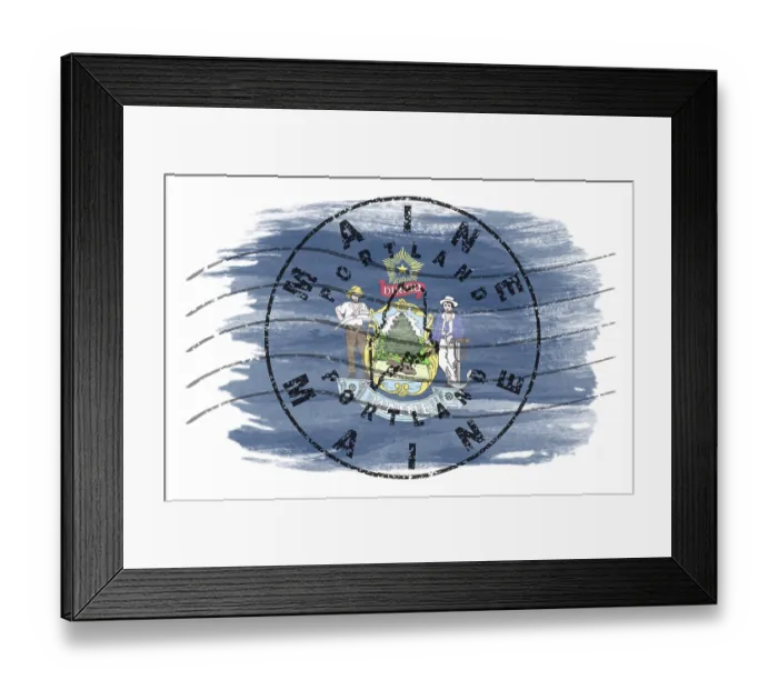 Framed Print : Maine Portland Round Seal Map Design