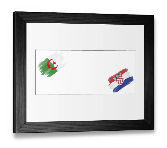 Framed Print : Algeria and Croatia Flags on White Background