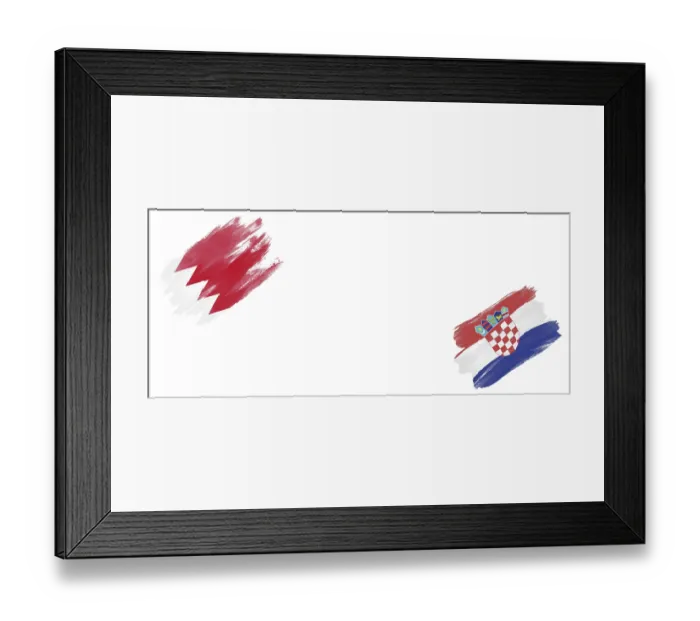 Framed Print : Bahrain and Croatia Flags on White Background
