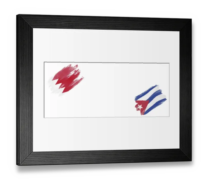 Framed Print : Bahrain and Cuba Flags on White Background Framed Print : Bahrain and Cuba Flags on White Background