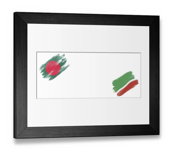 Framed Print : Bangladesh and Chechnya Flags on White Background Framed Print : Bangladesh and Chechnya Flags on White Background