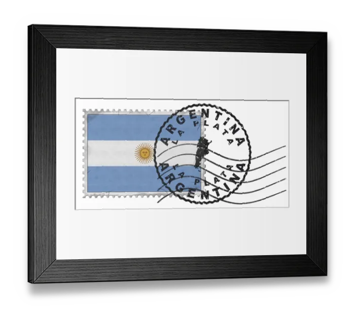 Framed Print : Argentina La Plata Stamp with National Flag and Postmark