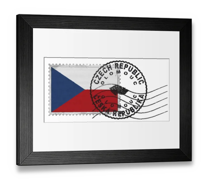 Framed Print : Czech Republic Olomouc Stamp with National Flag and Postmark