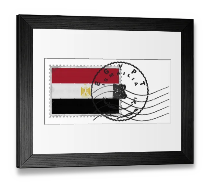 Framed Print : Egypt Ismailia Stamp with National Flag and Postmark