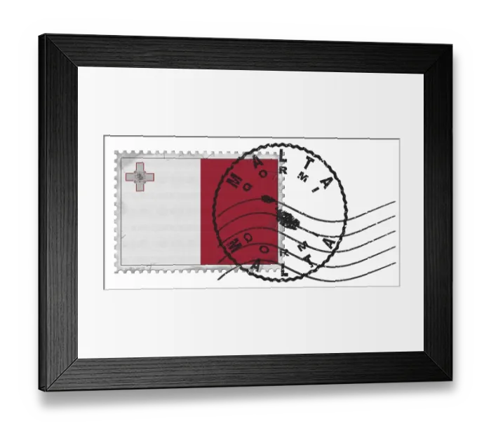 Framed Print : Malta Qormi Stamp with National Flag and Postmark Framed Print : Malta Qormi Stamp with National Flag and Postmark