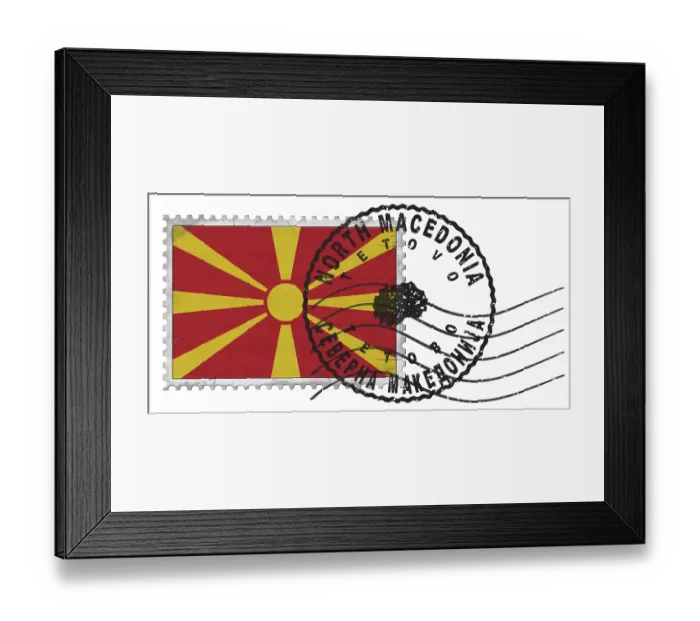 Framed Print : North Macedonia Tetovo Stamp with National Flag and Postmark Framed Print : North Macedonia Tetovo Stamp with National Flag and Postmark