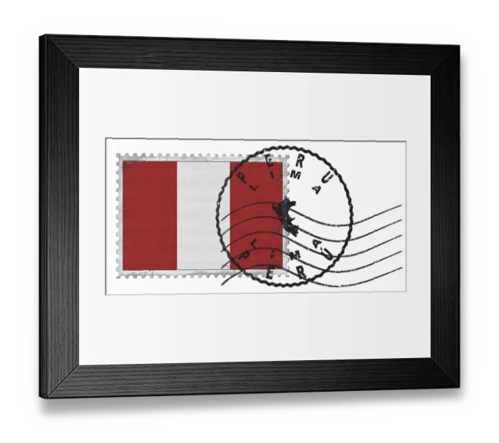 Framed Print : Peru Lima Stamp with National Flag and Postmark