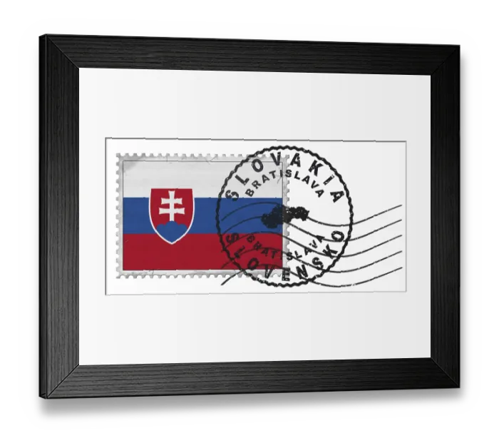 Framed Print : Slovakia Bratislava Stamp with National Flag and Postmark Framed Print : Slovakia Bratislava Stamp with National Flag and Postmark