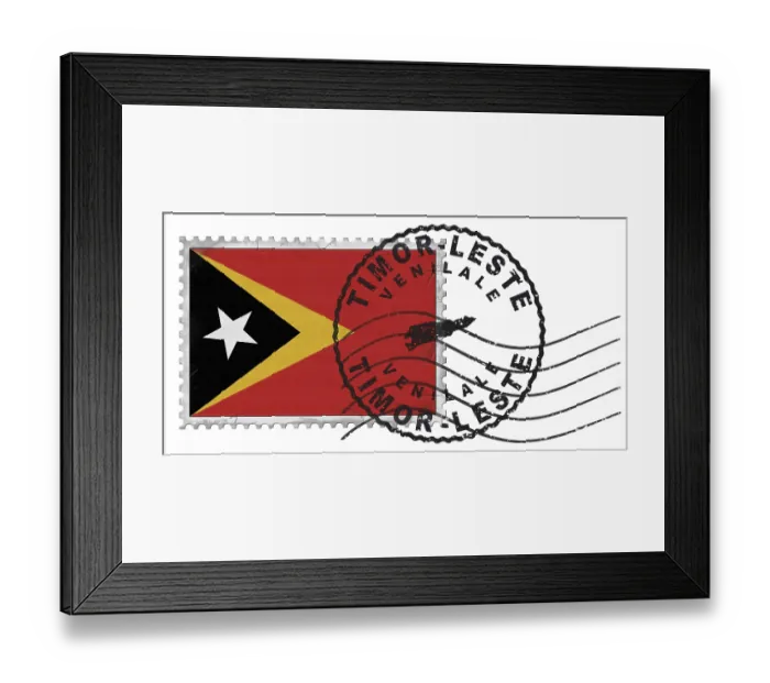 Framed Print : East Timor Venilale Stamp with National Flag and Postmark