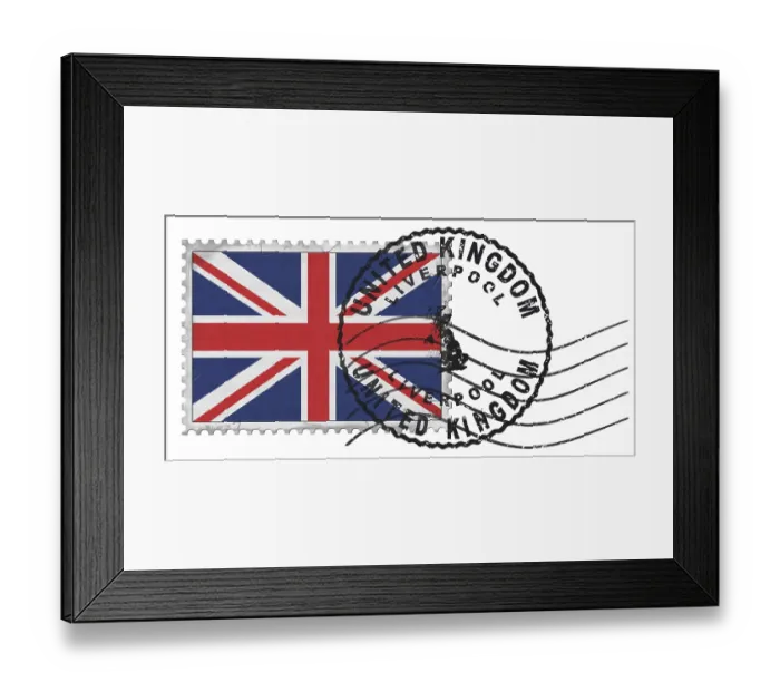 Framed Print : United Kingdom Liverpool Stamp with National Flag and Postmark
