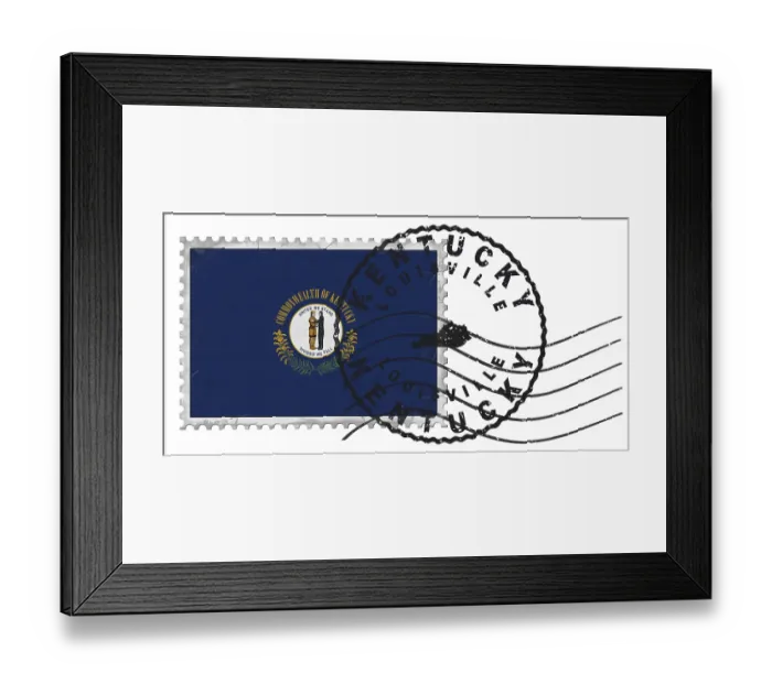 Framed Print : Kentucky flag Stamp with National Flag and Postmark Framed Print : Kentucky flag Stamp with National Flag and Postmark