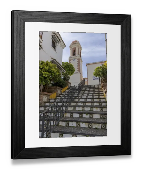Framed Print : Stairs to the square Pl. del Reloj with bell tower -Torre del Reloj Framed Print : Stairs to the square Pl. del Reloj with bell tower -Torre del Reloj