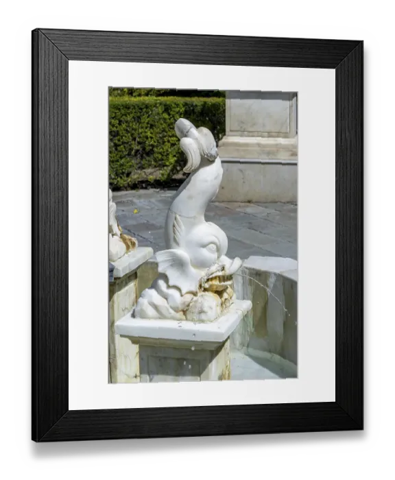 Framed Print : From the white marble of the fish from the Fuente de Indias fountain in front of the Archivo General de Indias museum Framed Print : From the white marble of the fish from the Fuente de Indias fountain in front of the Archivo General de Indias museum