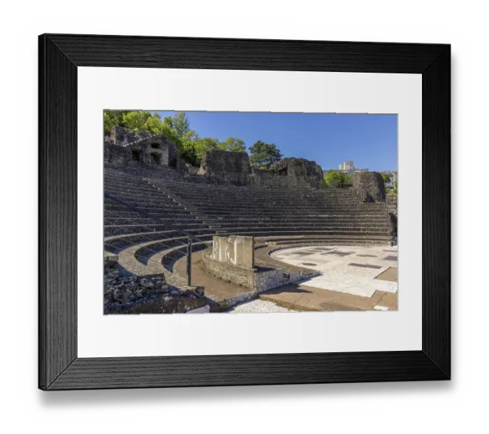Framed Print : Small ancient Roman amphitheatre Odeon of Lyon on the top of the Fourviere hill