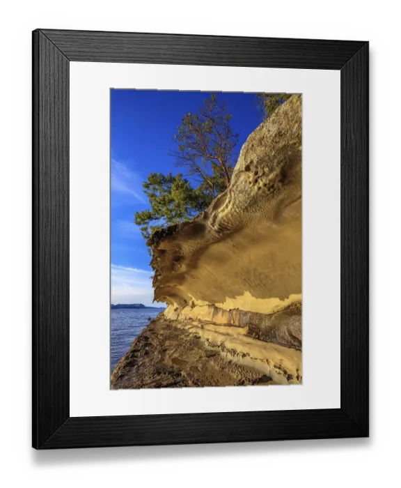 Framed Print : Trees growing above the eroded sandstone rock formation of the Malaspina Galleries on Gabriola Island Framed Print : Trees growing above the eroded sandstone rock formation of the Malaspina Galleries on Gabriola Island