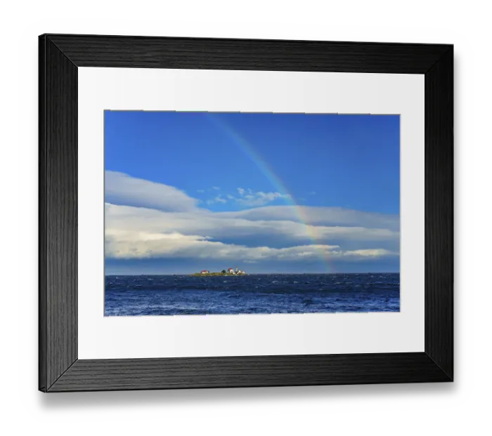 Framed Print : A rainbow in the sky above Entrance Island in the Salish Sea