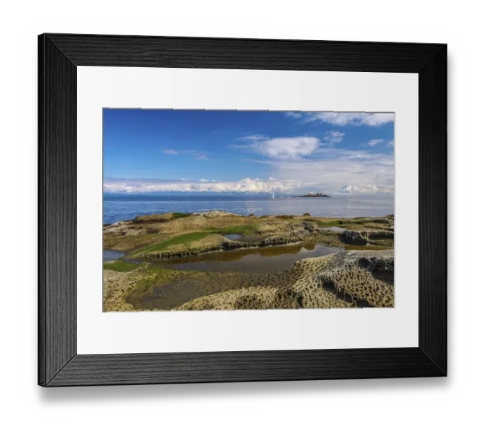 Framed Print : Weathered sandstone rock formations called tafoni on the shore of Gabriola Island