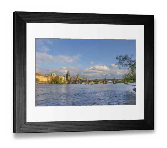 Framed Print : Charles Bridge (Karluv Most) on Vltava river and Old Town Bridge Tower