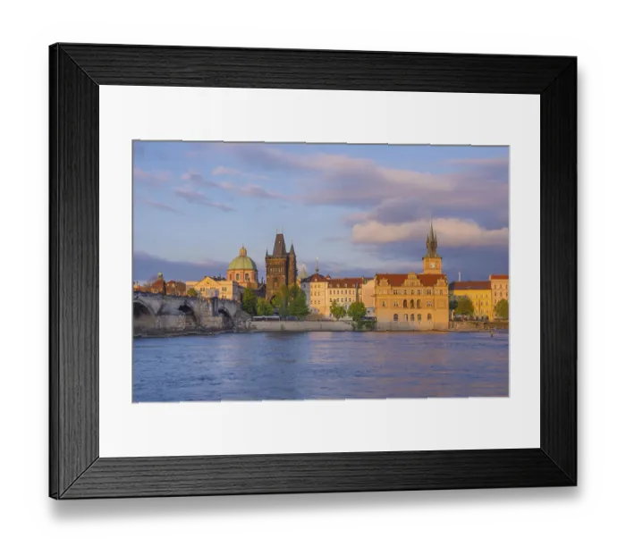Framed Print : View of old town with Charles Bridge (Karluv Most) on Vltava river and Old Town Bridge Tower