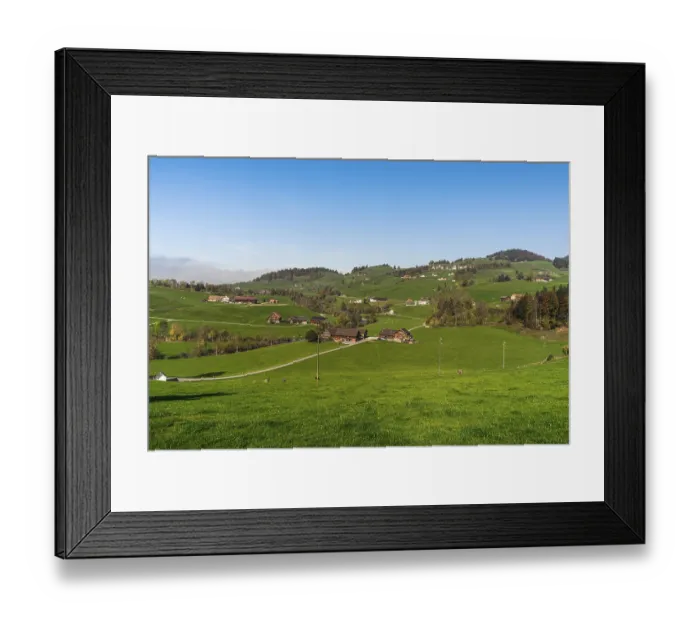 Framed Print : Typical landscape in Appenzellerland with farmhouses