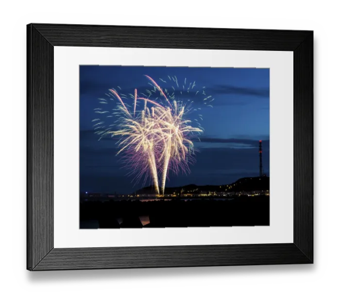 Framed Print : Spectacularly brilliant, atmospheric fireworks display for the Heligoland island festival in red