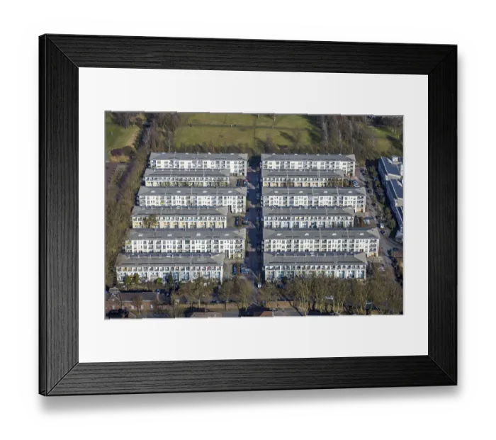 Framed Print : Aerial view, multi-family terraced house housing estate at Prosperpark