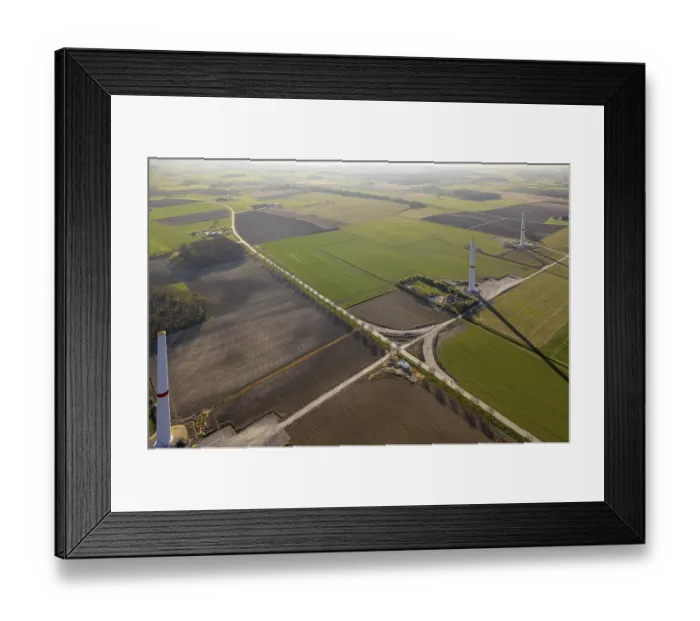Framed Print : Aerial view, new wind power plants