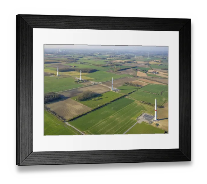 Framed Print : Aerial view, new wind power plants