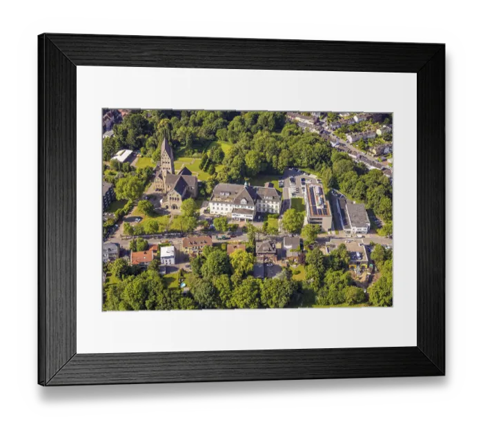 Framed Print : Aerial view, St. Elisabeth catholic church and St Framed Print : Aerial view, St. Elisabeth catholic church and St