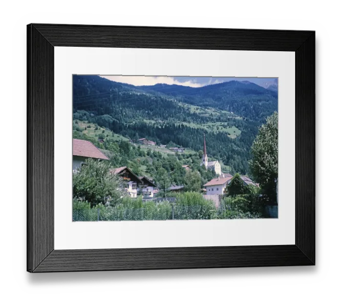 Framed Print : Church and buildings, Oetz, Imst district