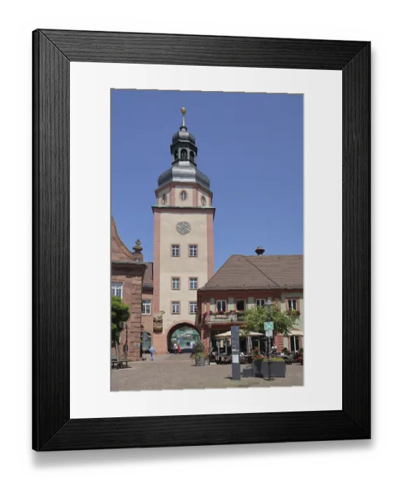 Framed Print : Historic town hall tower built in the 13th century and former town fortifications