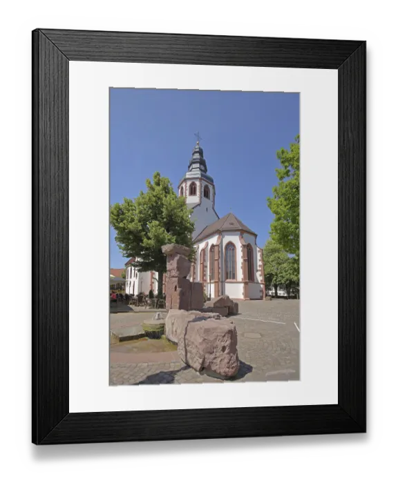 Framed Print : Romanesque St Martin's Church and Romanesque Fountain