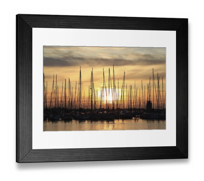 Framed Print : Fehmarn, Germany, Sunset at the sea harbour