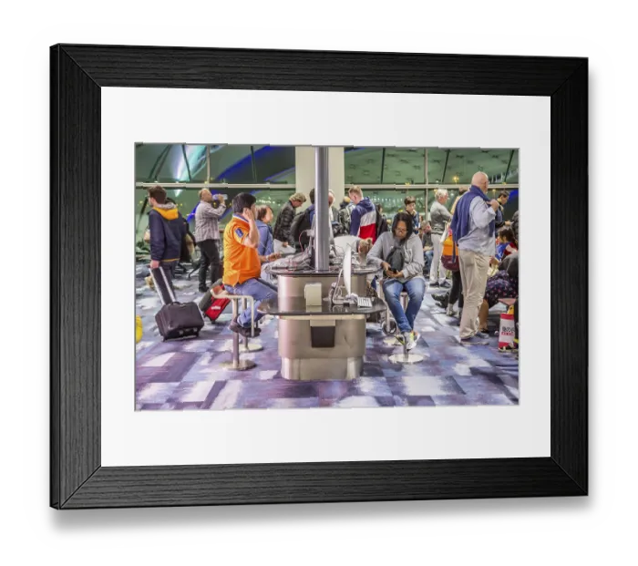 Framed Print : Travellers using Internet station at gate in terminal of Suvarnabhumi Airport at Bangkok Framed Print : Travellers using Internet station at gate in terminal of Suvarnabhumi Airport at Bangkok